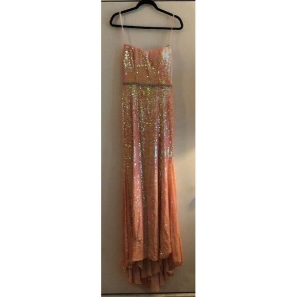 NWT $398 IEENA FOR MAC DUGGAL STRAPLESS PINK SEQUIN GOWN STYLE 26980 SIZE 4 - Picture 4 of 7